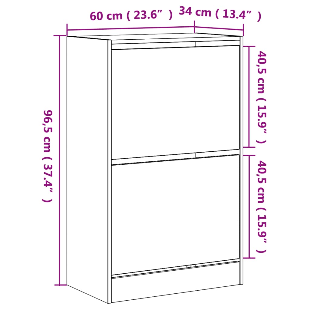 betonszürke szerelt fa cipőszekrény 60 x 34 x 96,5 cm