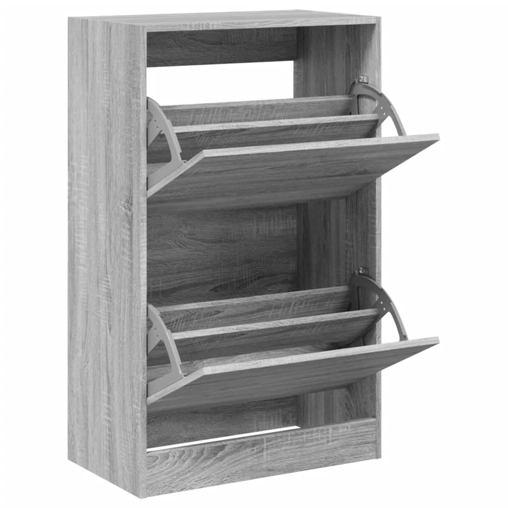szürke sonoma színű szerelt fa cipőszekrény 60 x 34 x 96,5 cm