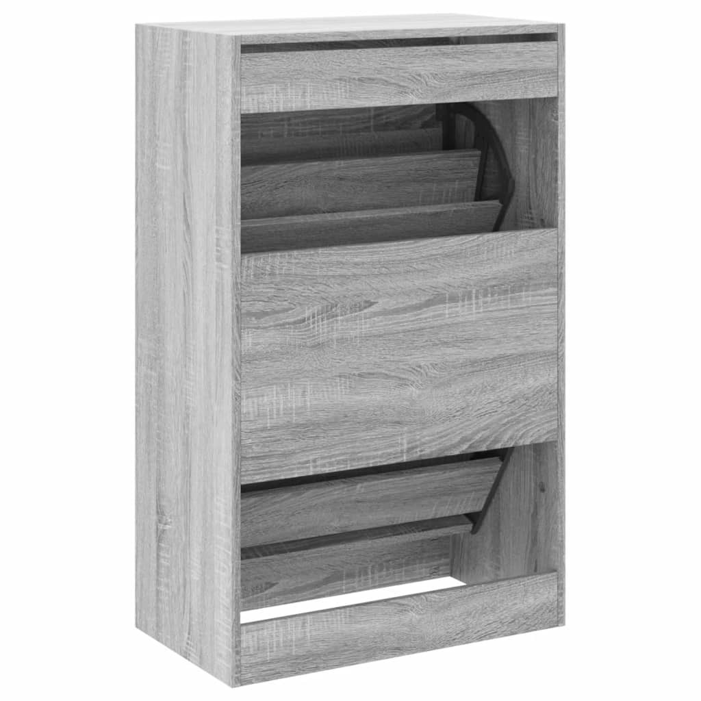 szürke sonoma színű szerelt fa cipőszekrény 60 x 34 x 96,5 cm