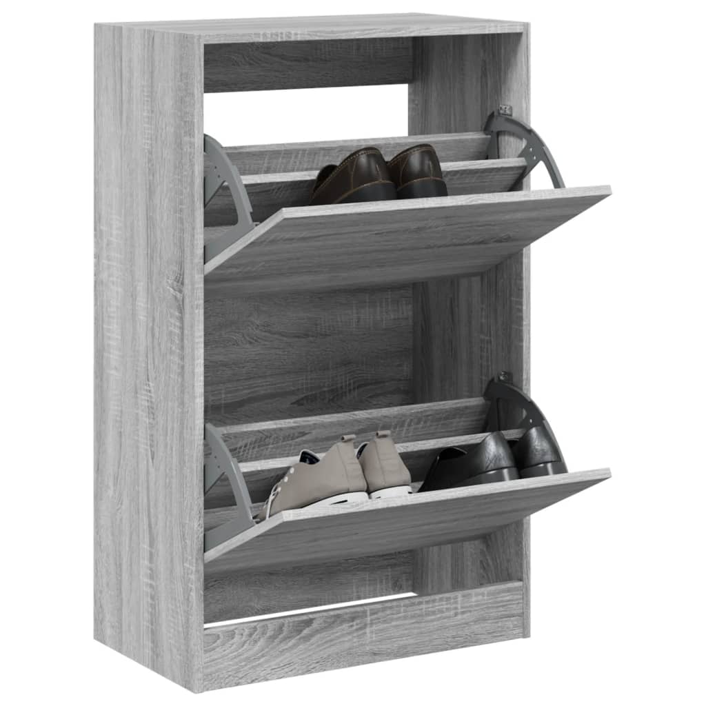 szürke sonoma színű szerelt fa cipőszekrény 60 x 34 x 96,5 cm