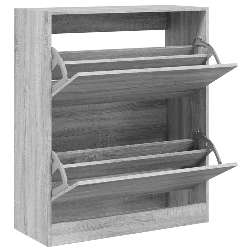 szürke sonoma színű szerelt fa cipőszekrény 80x34x96,5 cm