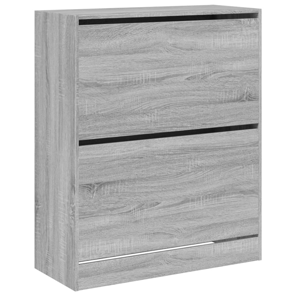 szürke sonoma színű szerelt fa cipőszekrény 80x34x96,5 cm