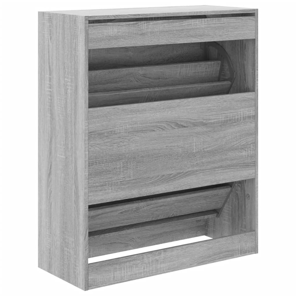 szürke sonoma színű szerelt fa cipőszekrény 80x34x96,5 cm