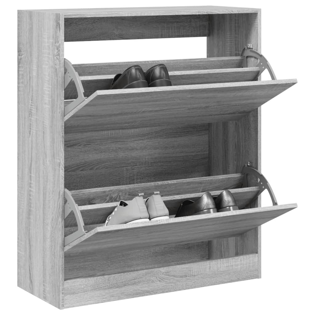 szürke sonoma színű szerelt fa cipőszekrény 80x34x96,5 cm