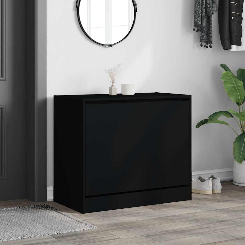 fekete szerelt fa cipőszekrény 80x42x69 cm