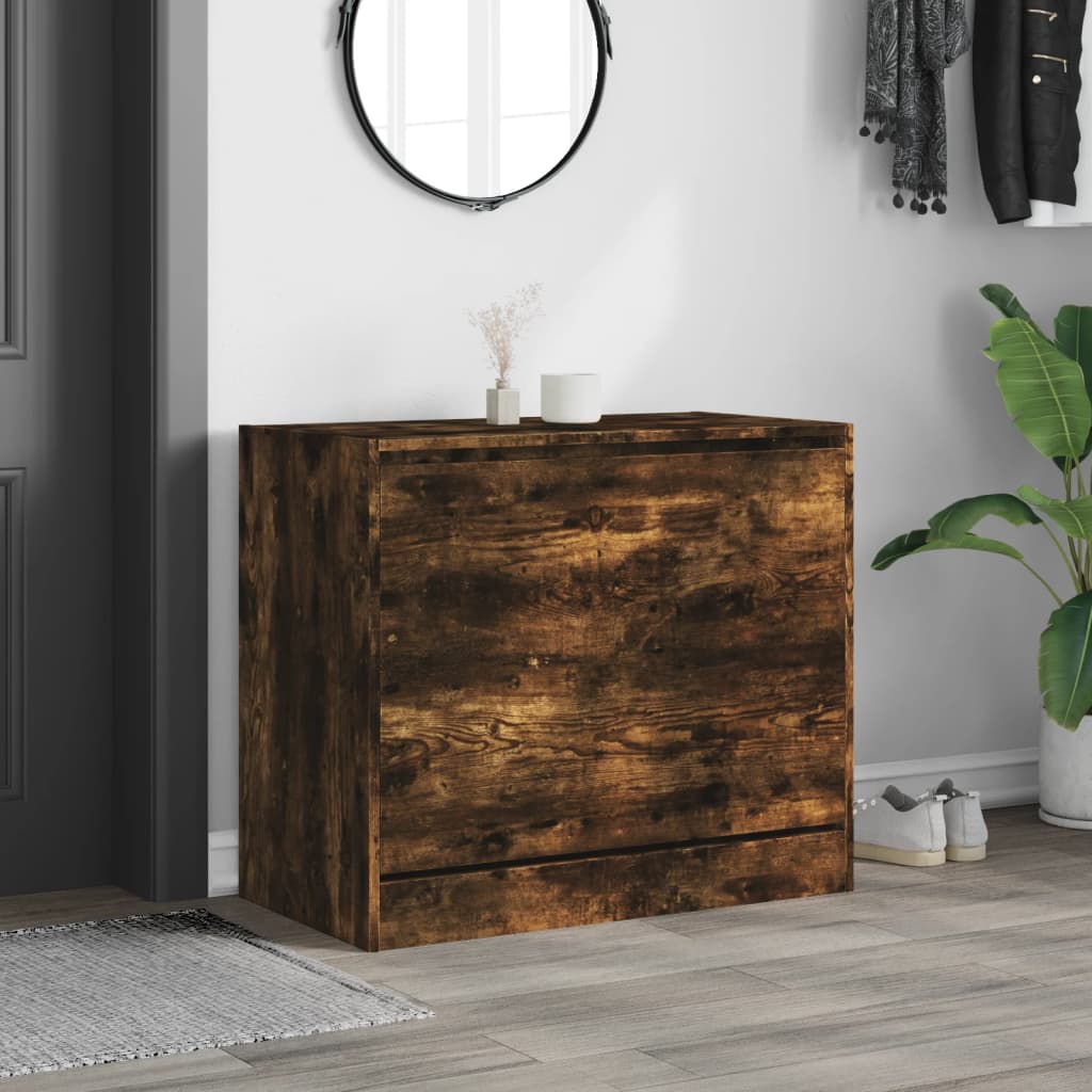 füstös tölgy színű szerelt fa cipősszekrény 80 x 42 x 69 cm