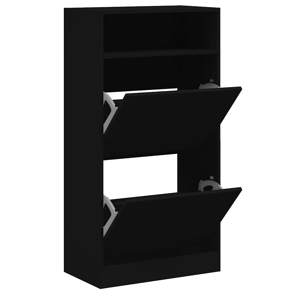fekete szerelt fa cipőszekrény 60x34x116 cm