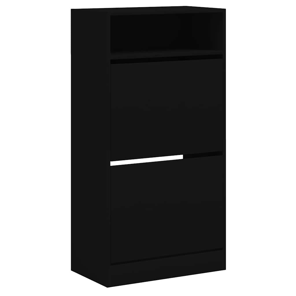 fekete szerelt fa cipőszekrény 60x34x116 cm