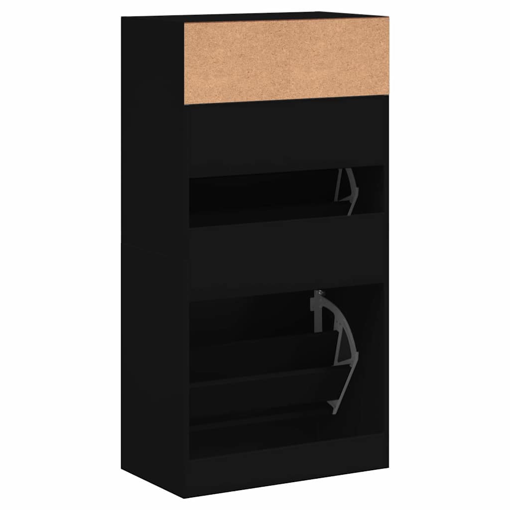 fekete szerelt fa cipőszekrény 60x34x116 cm
