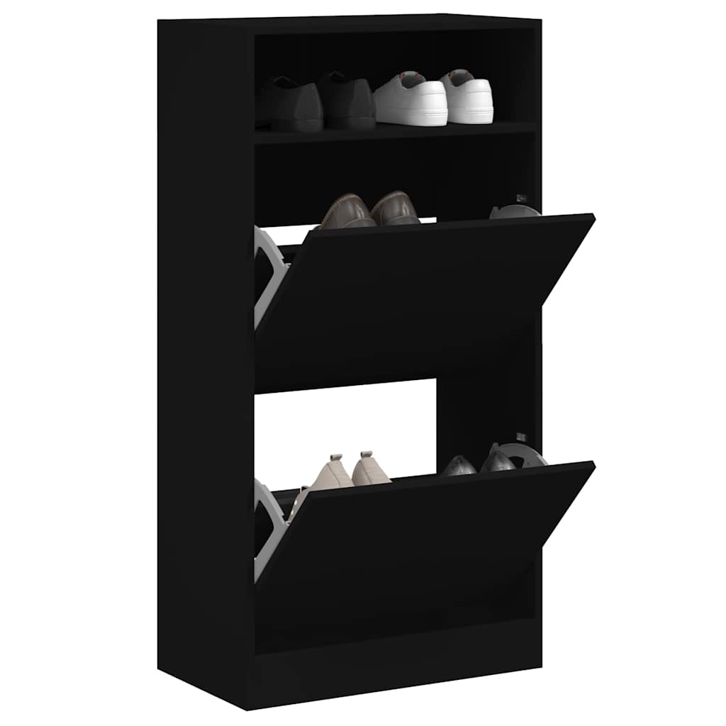 fekete szerelt fa cipőszekrény 60x34x116 cm