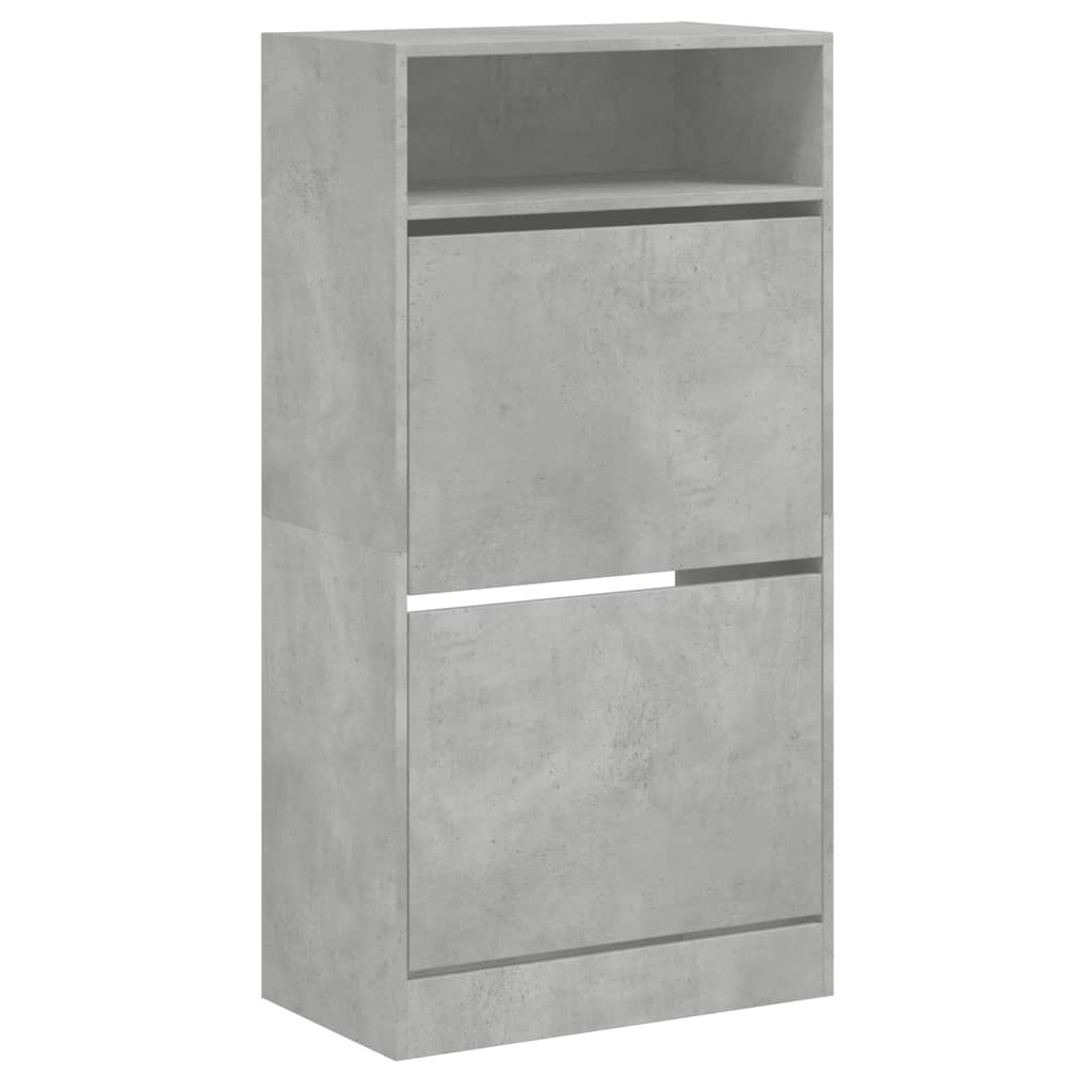 betonszürke szerelt fa cipőszekrény 60x34x116 cm