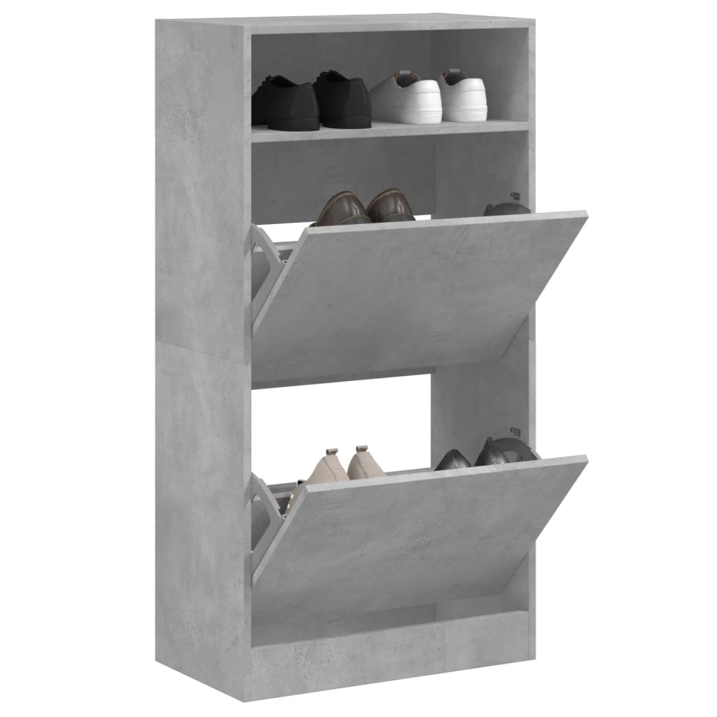 betonszürke szerelt fa cipőszekrény 60x34x116 cm