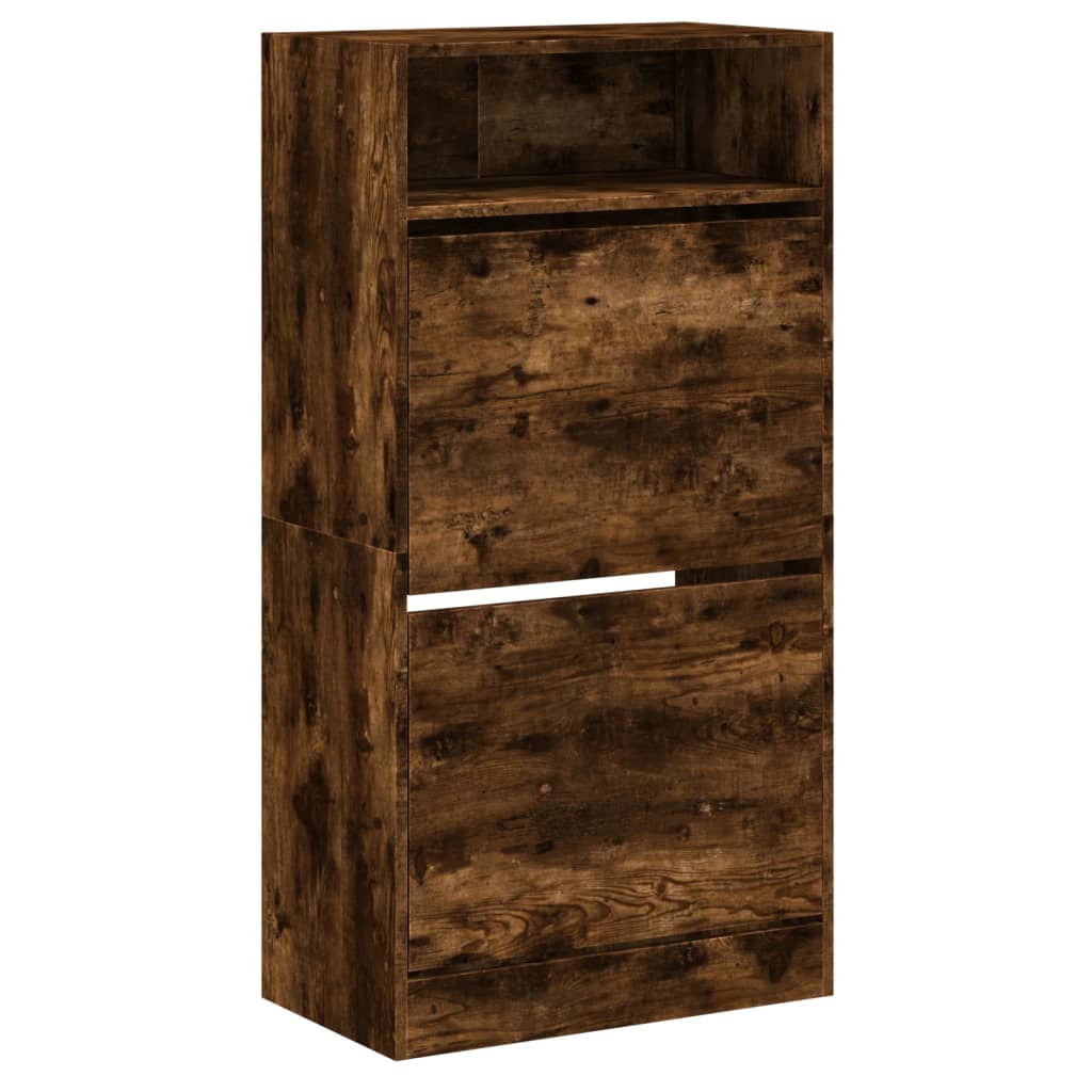 füstös tölgy színű szerelt fa cipőszekrény 60x34x116 cm