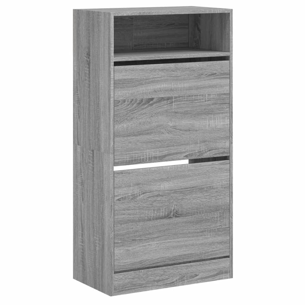szürke sonoma színű szerelt fa cipőszekrény 60x34x116 cm