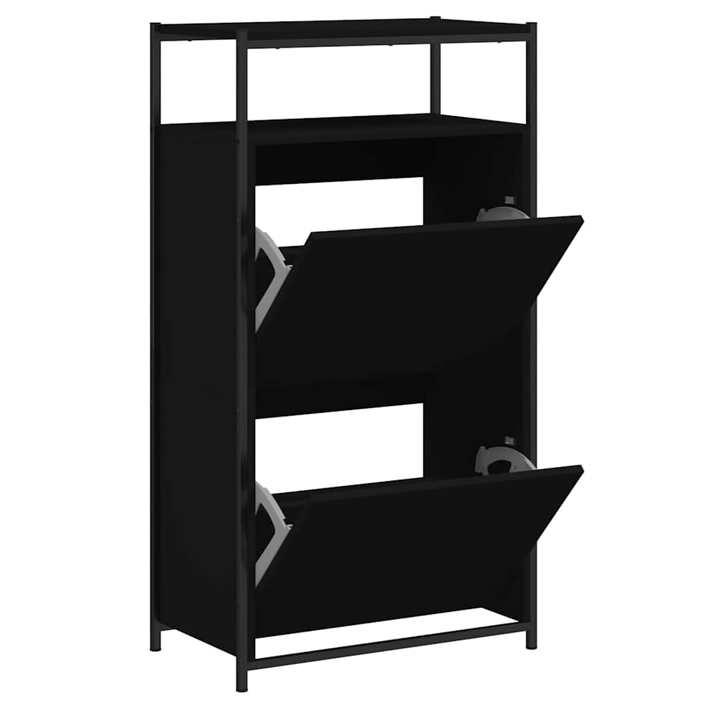 fekete szerelt fa cipőszekrény 60x34x112 cm