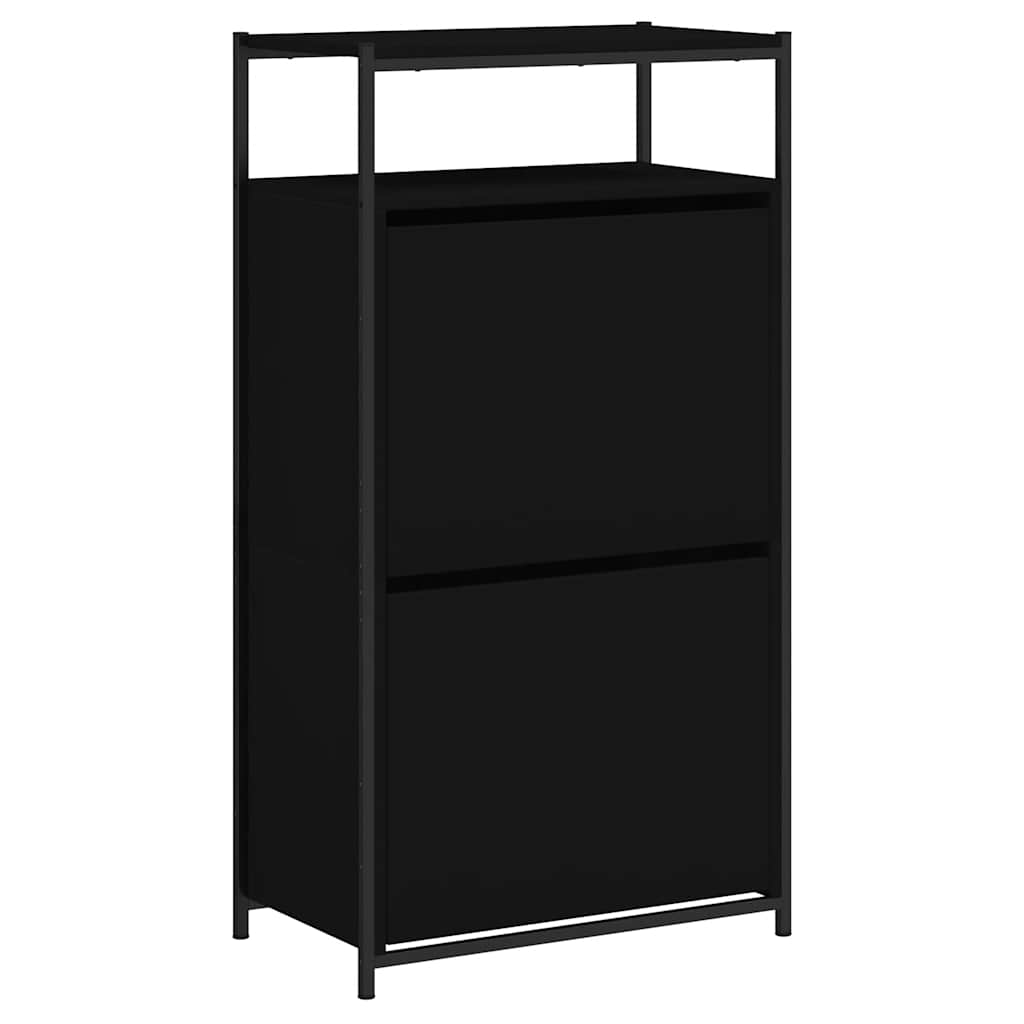 fekete szerelt fa cipőszekrény 60x34x112 cm