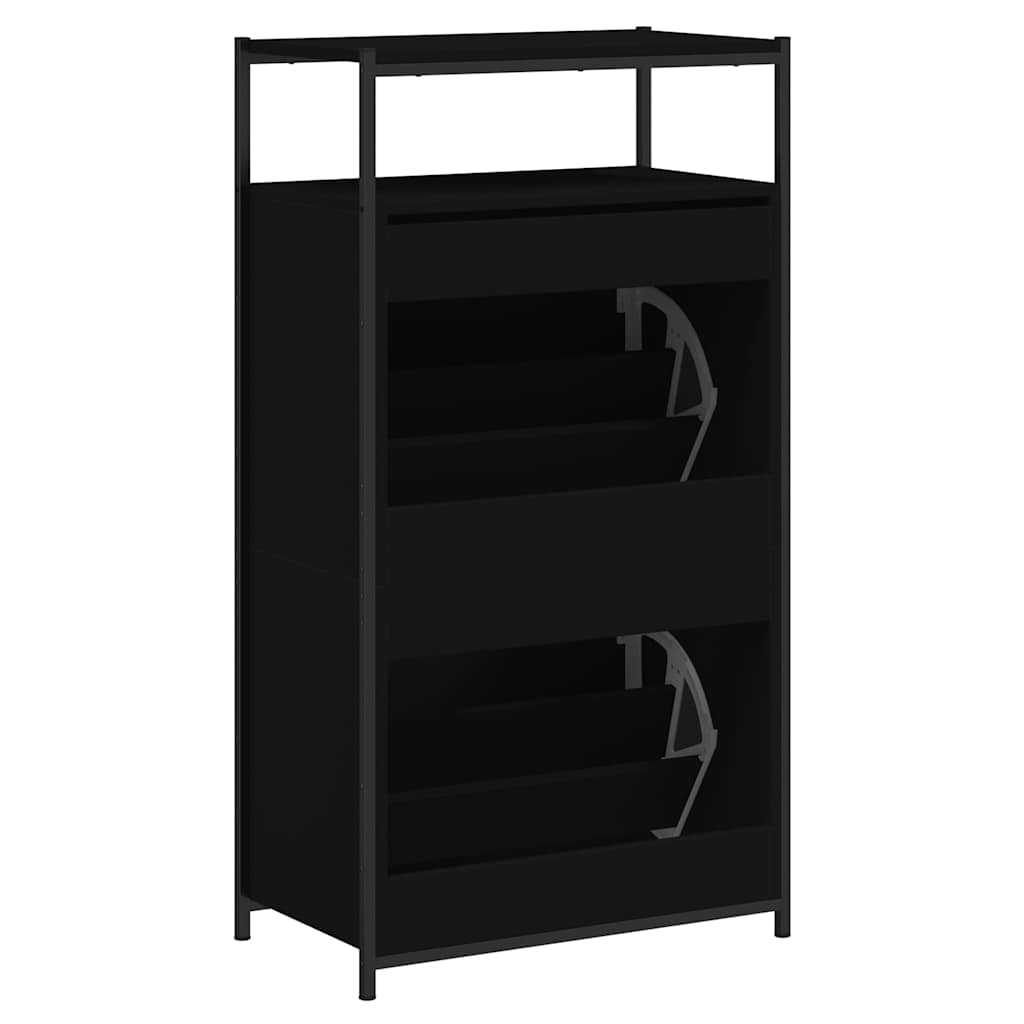 fekete szerelt fa cipőszekrény 60x34x112 cm