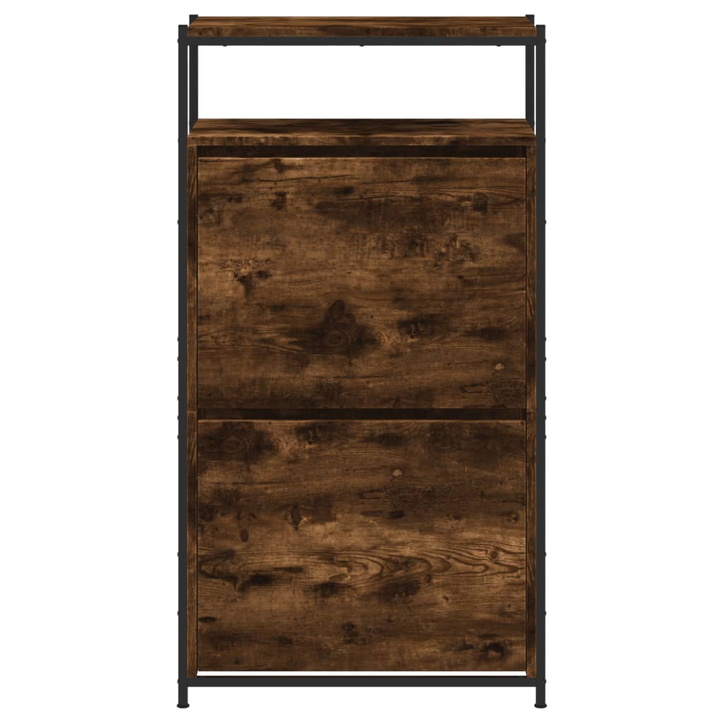 füstös tölgy színű szerelt fa cipőszekrény 60x34x112 cm