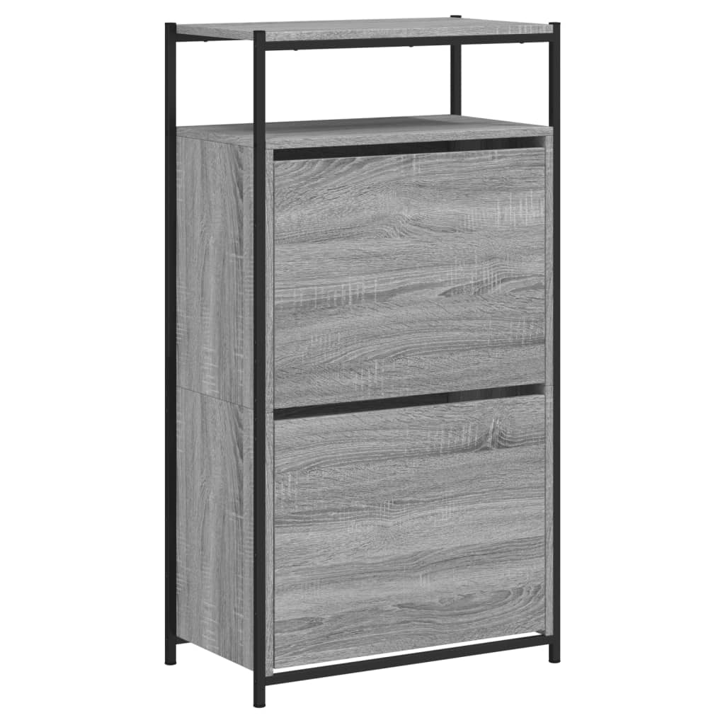 szürke sonoma színű szerelt fa cipőszekrény 60x34x112 cm