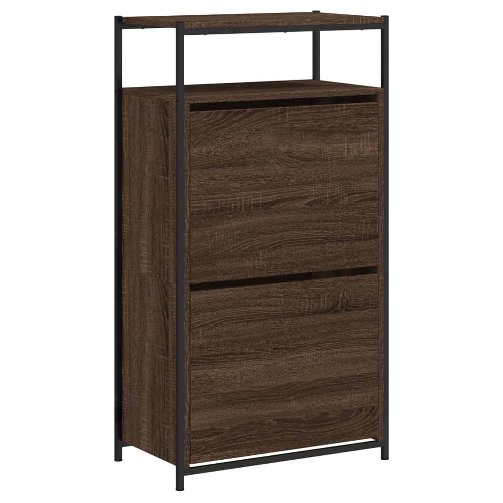 barna tölgyszínű szerelt fa cipősszekrény 60x34x112 cm