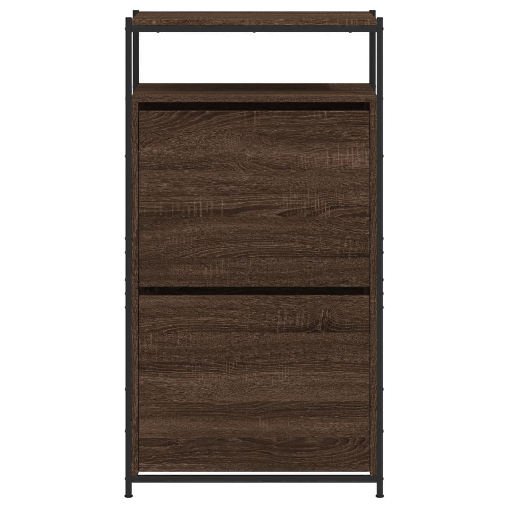 barna tölgyszínű szerelt fa cipősszekrény 60x34x112 cm