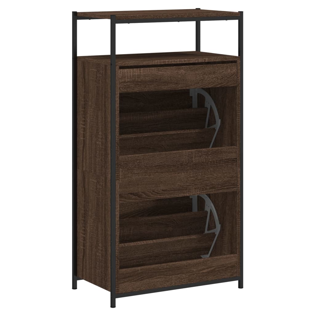barna tölgyszínű szerelt fa cipősszekrény 60x34x112 cm