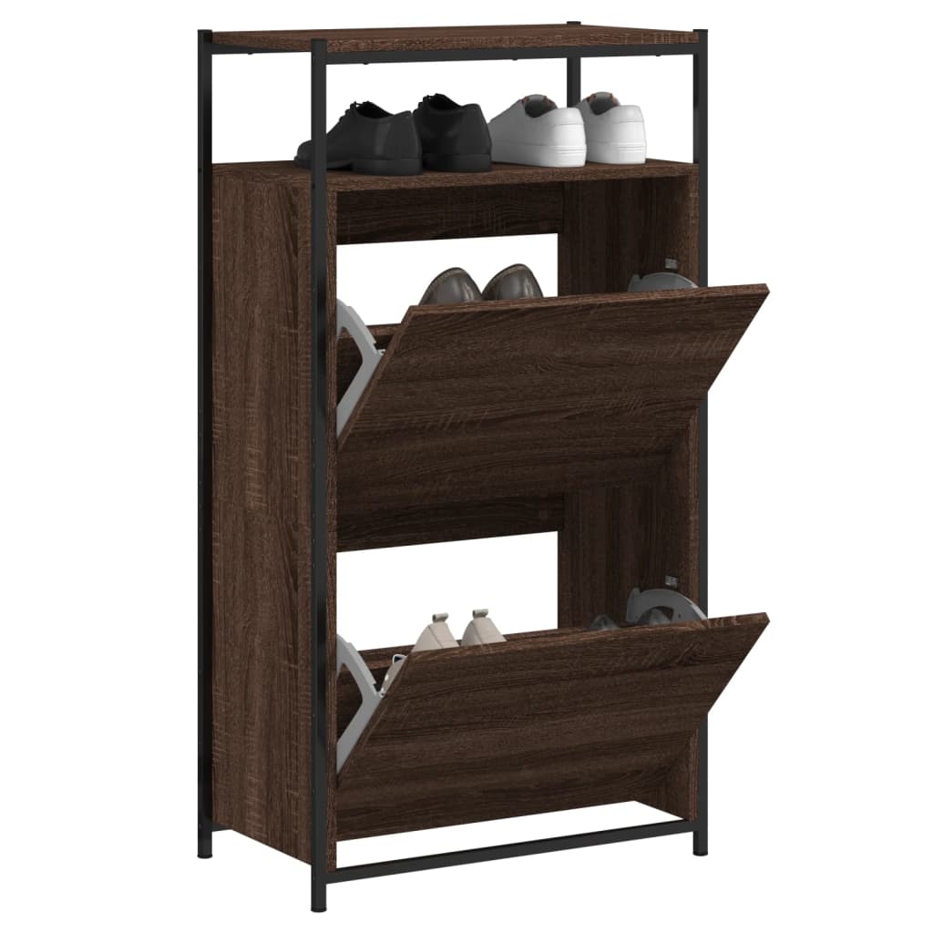 barna tölgyszínű szerelt fa cipősszekrény 60x34x112 cm