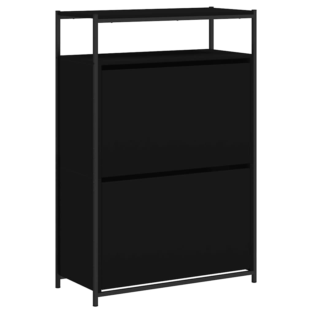 fekete szerelt fa cipőszekrény 75x34x112 cm