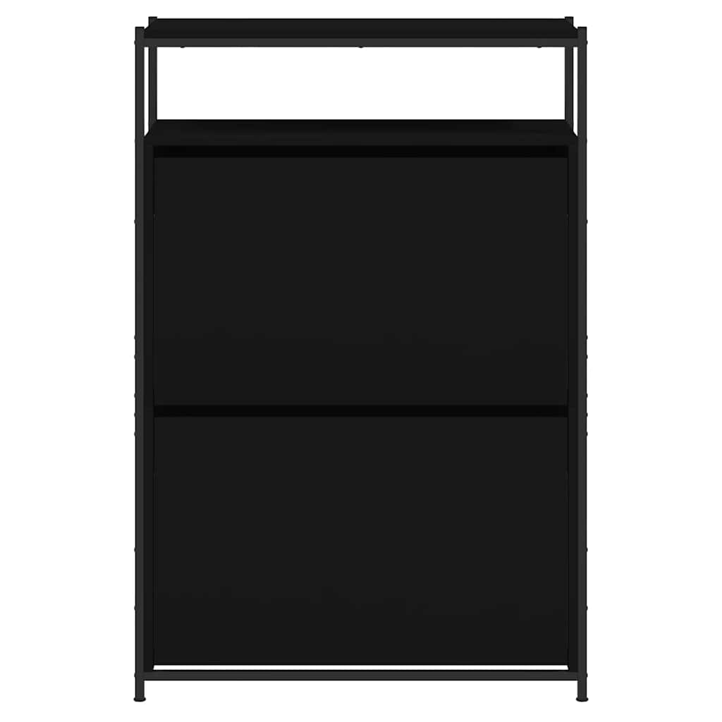 fekete szerelt fa cipőszekrény 75x34x112 cm