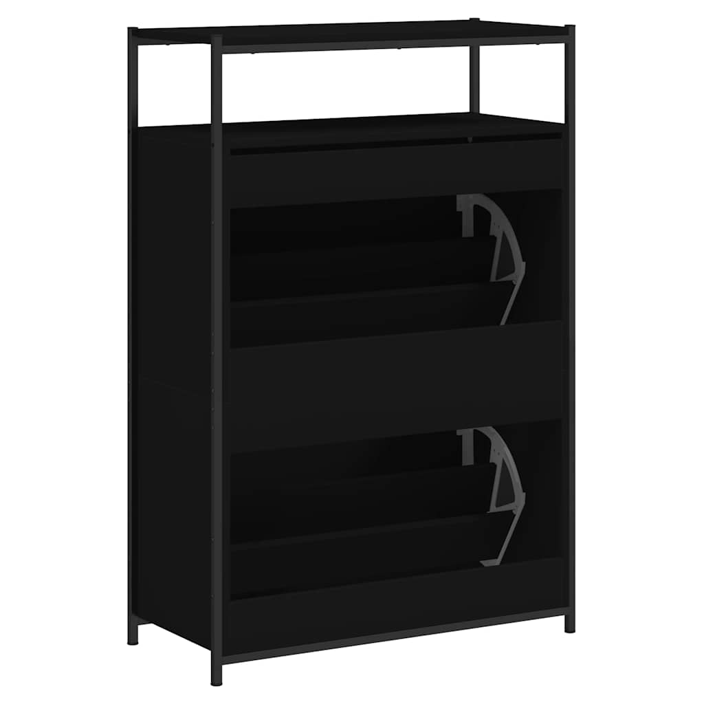 fekete szerelt fa cipőszekrény 75x34x112 cm