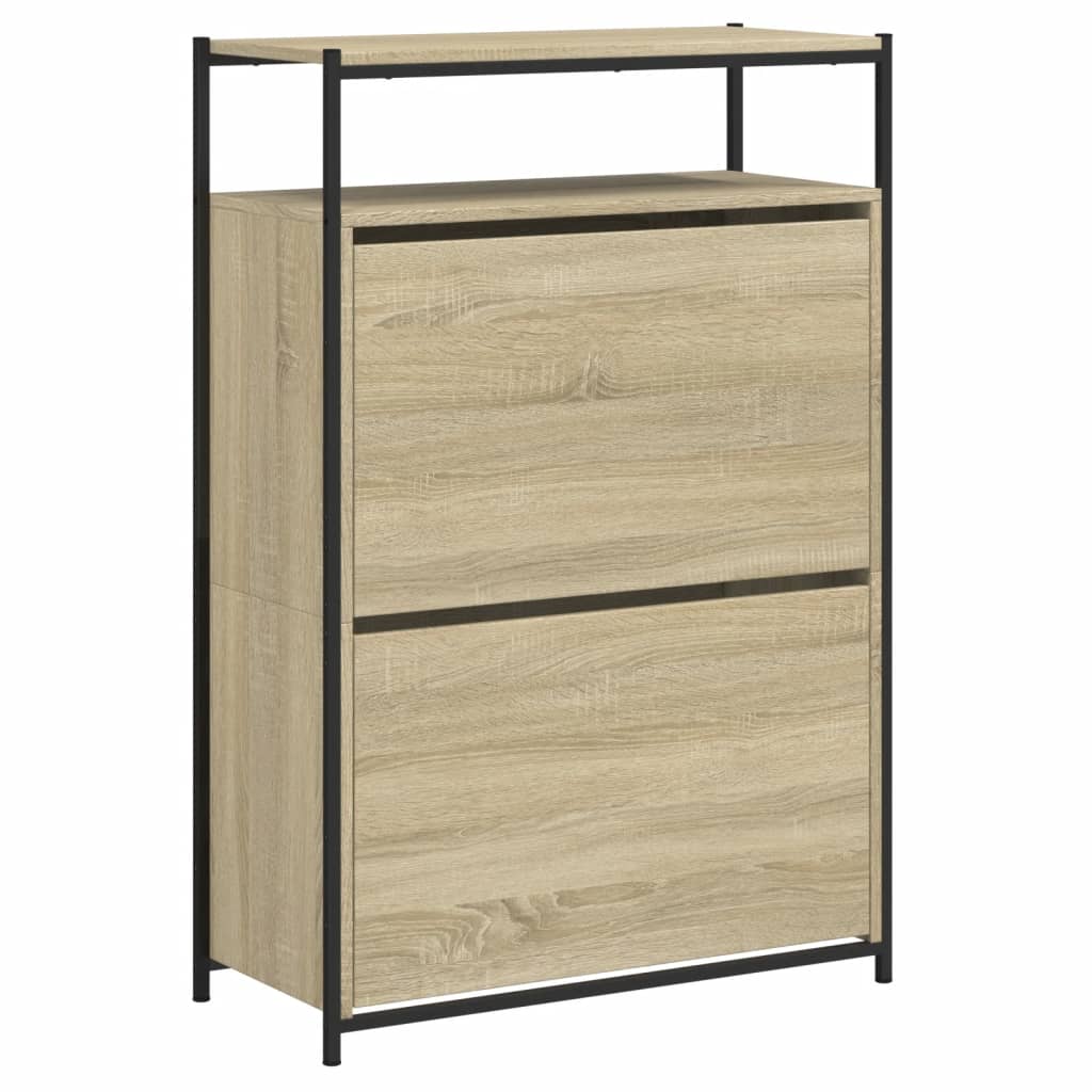 sonoma tölgy színű szerelt fa cipőszekrény 75x34x112 cm