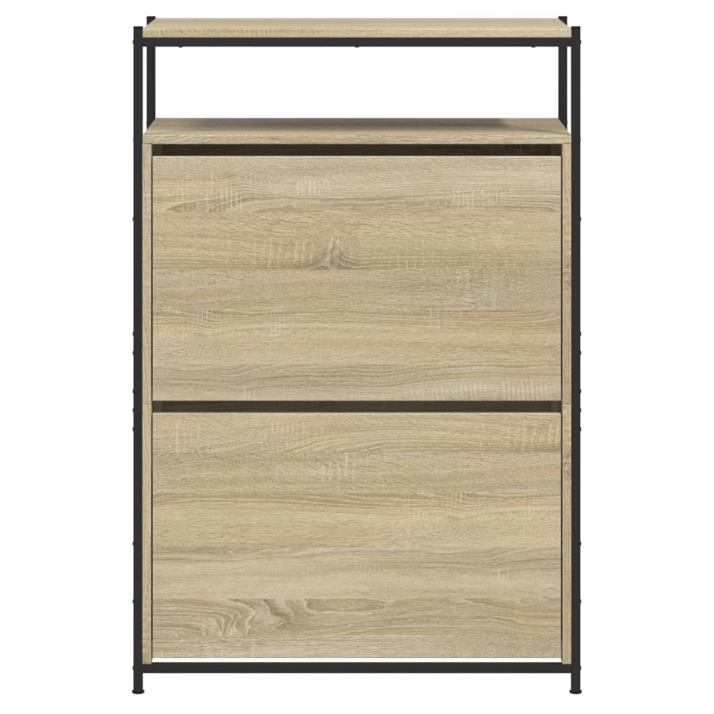 sonoma tölgy színű szerelt fa cipőszekrény 75x34x112 cm