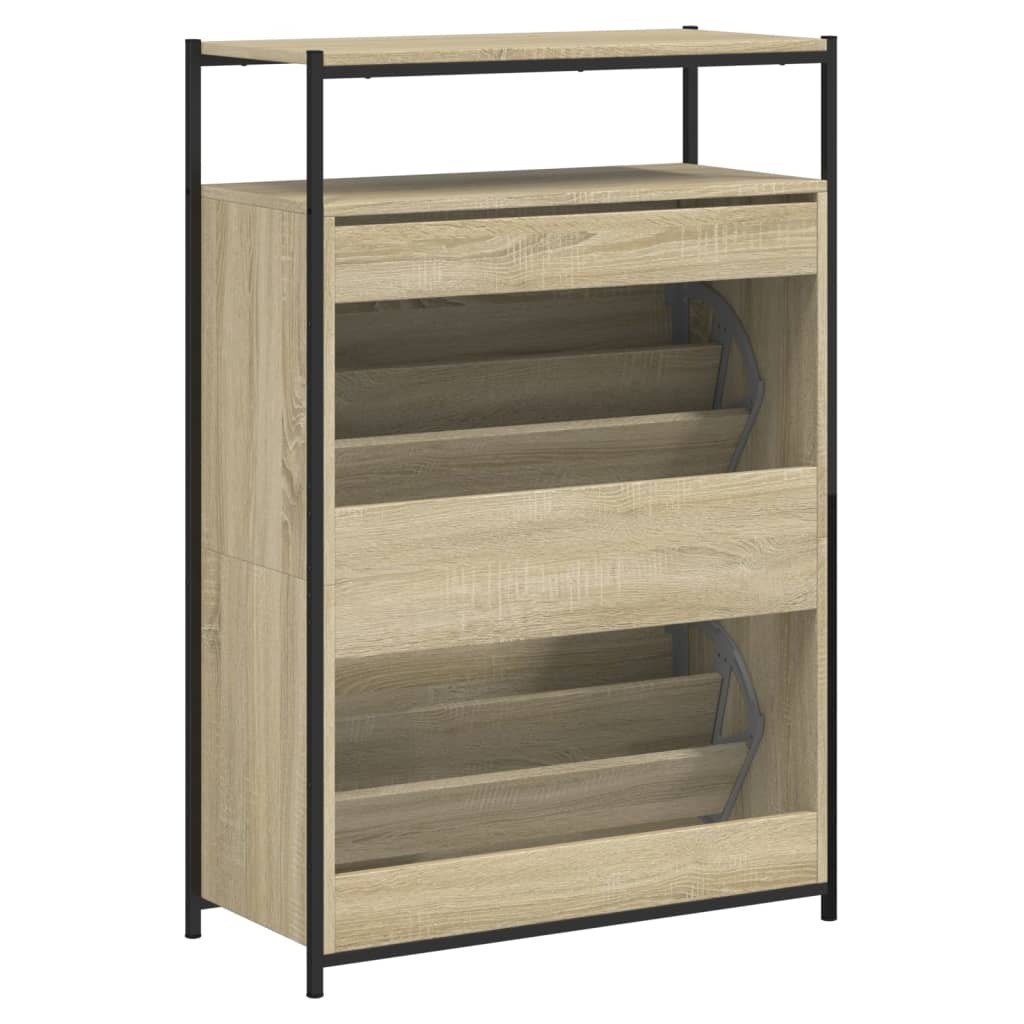 sonoma tölgy színű szerelt fa cipőszekrény 75x34x112 cm