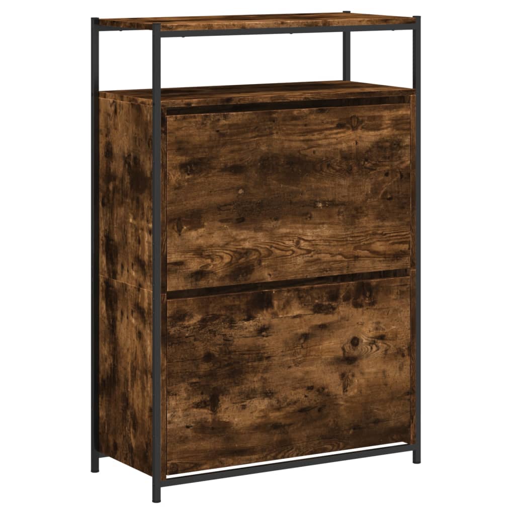 füstös tölgy színű szerelt fa cipőszekrény 75x34x112 cm