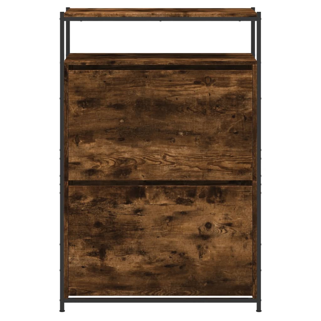 füstös tölgy színű szerelt fa cipőszekrény 75x34x112 cm