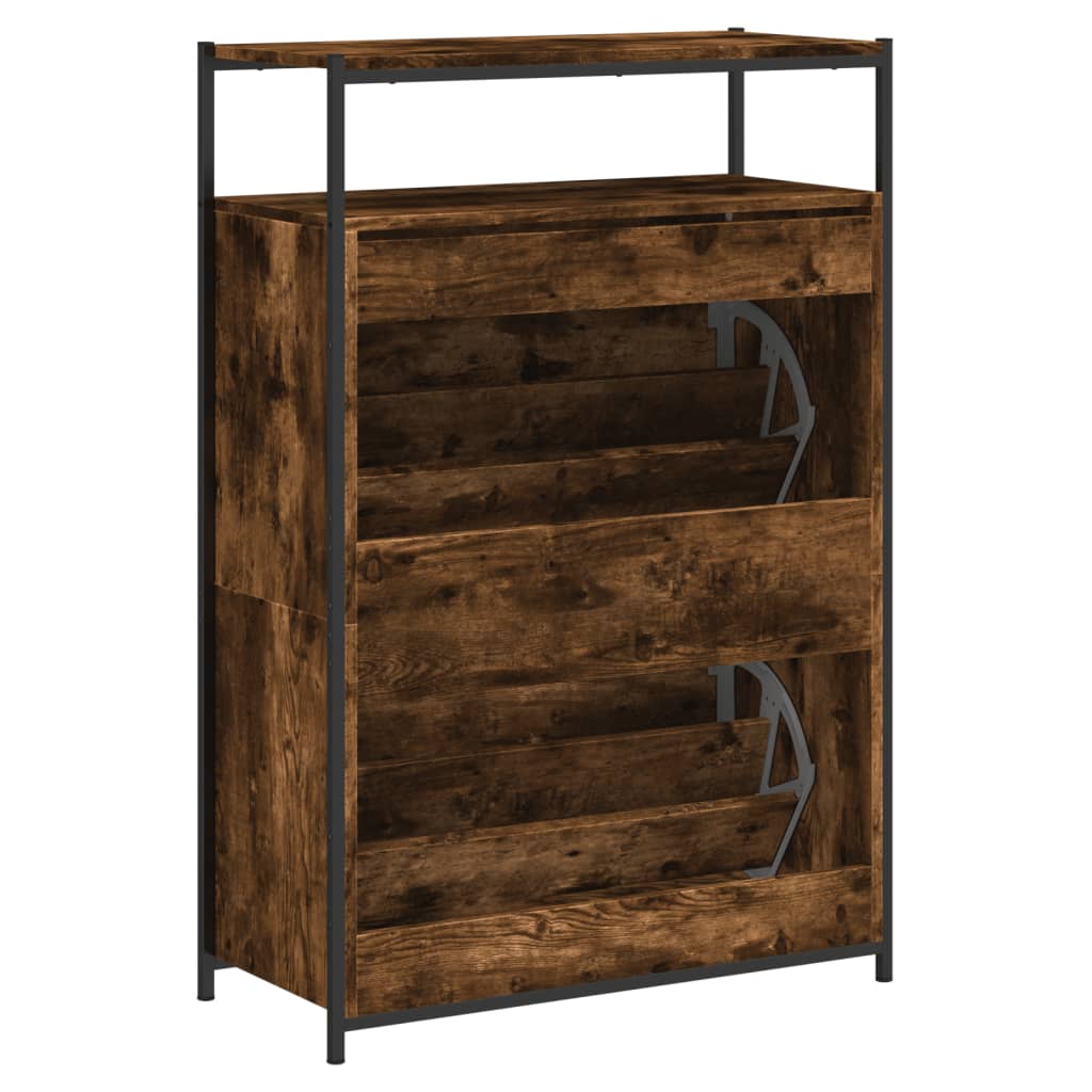 füstös tölgy színű szerelt fa cipőszekrény 75x34x112 cm