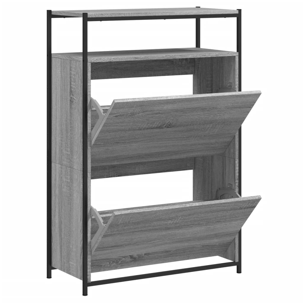 szürke sonoma színű szerelt fa cipősszekrény 75x34x112 cm