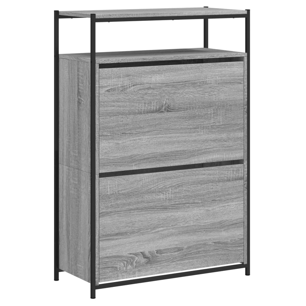 szürke sonoma színű szerelt fa cipősszekrény 75x34x112 cm
