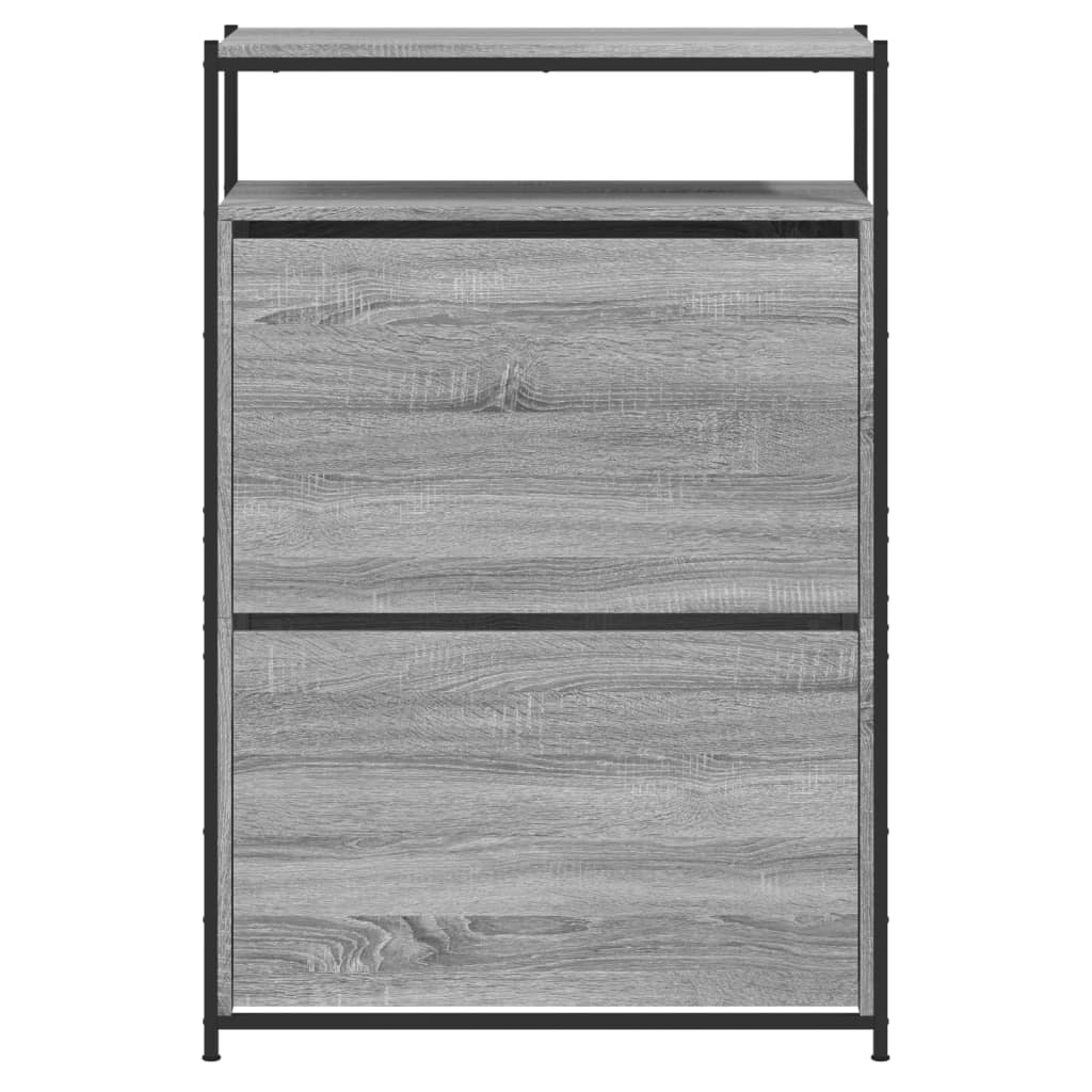 szürke sonoma színű szerelt fa cipősszekrény 75x34x112 cm