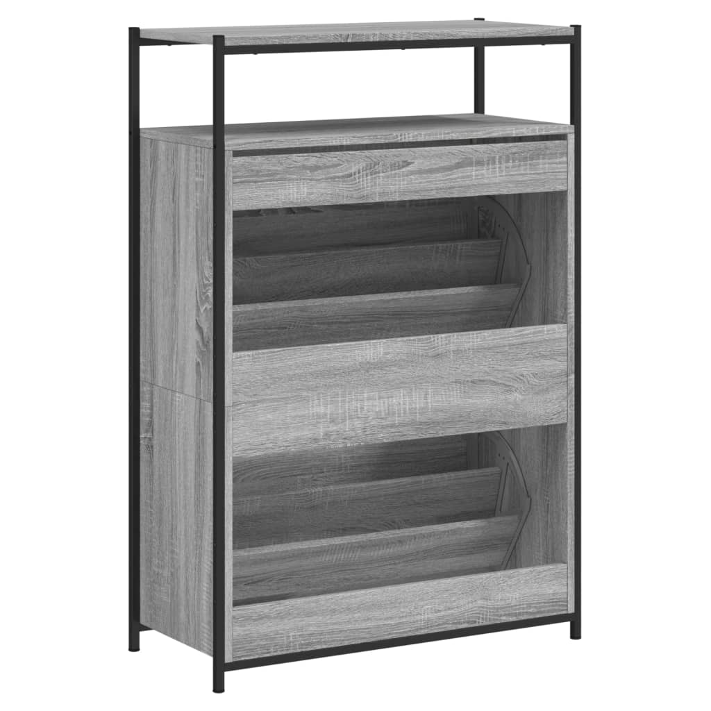 szürke sonoma színű szerelt fa cipősszekrény 75x34x112 cm