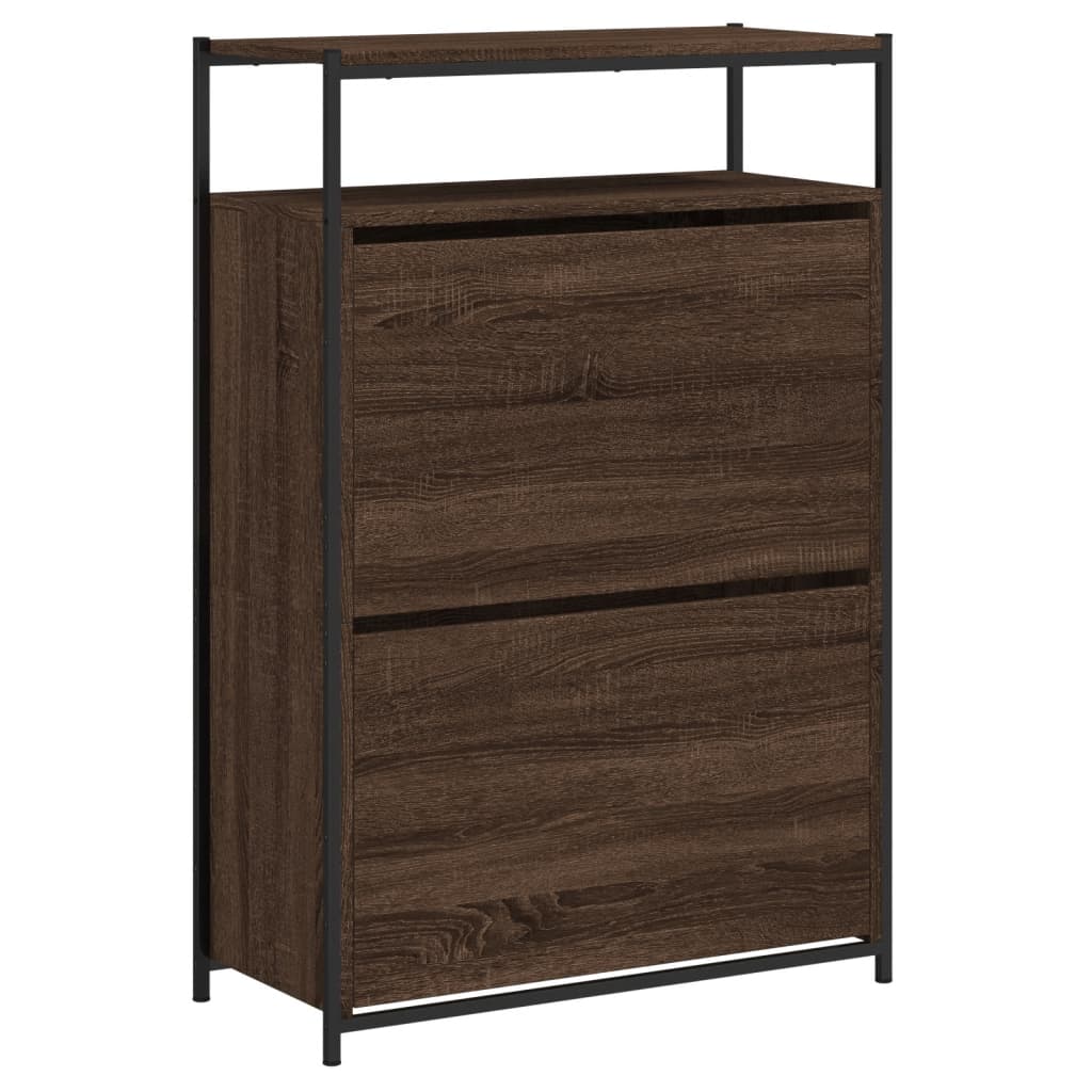 barna tölgyszínű szerelt fa cipősszekrény 75 x 34 x 112 cm