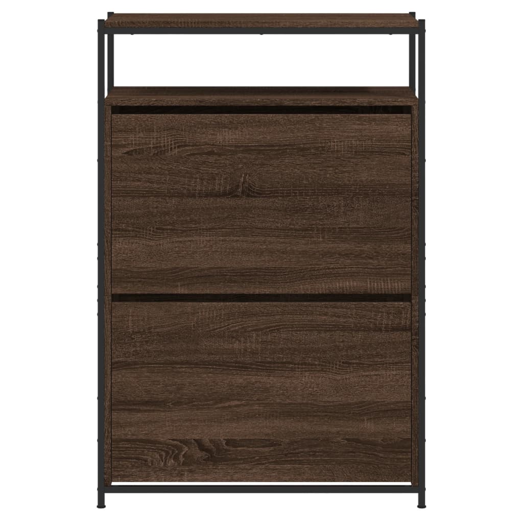 barna tölgyszínű szerelt fa cipősszekrény 75 x 34 x 112 cm