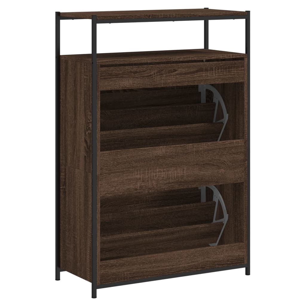 barna tölgyszínű szerelt fa cipősszekrény 75 x 34 x 112 cm
