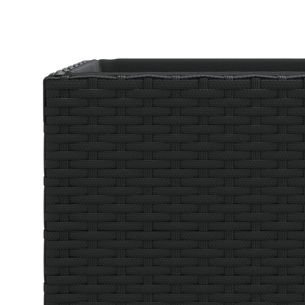 3 db fekete polyrattan kerti ültetőláda