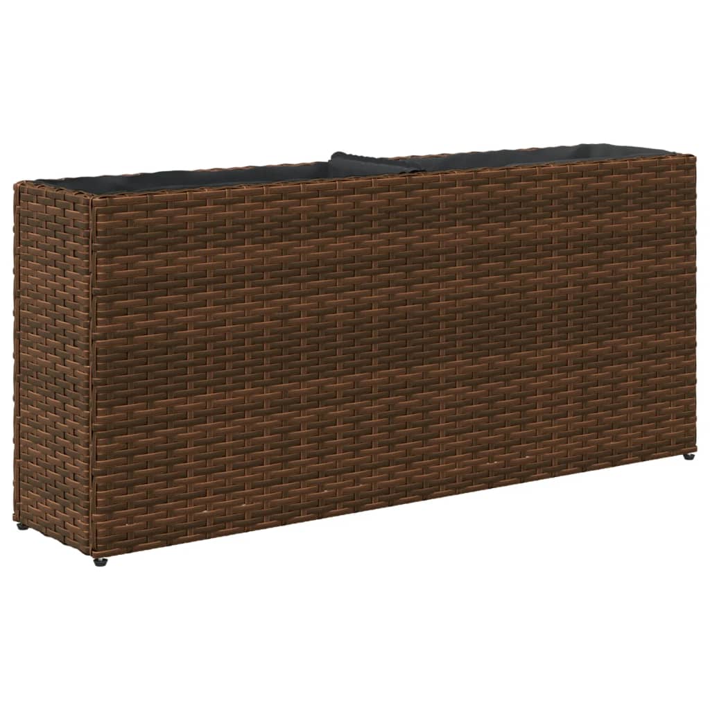barna polyrattan kerti ültetőláda 2 cseréppel 90x20x40 cm