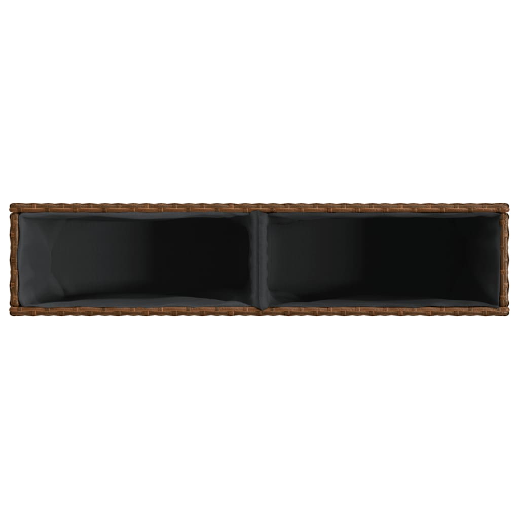 barna polyrattan kerti ültetőláda 2 cseréppel 90x20x40 cm