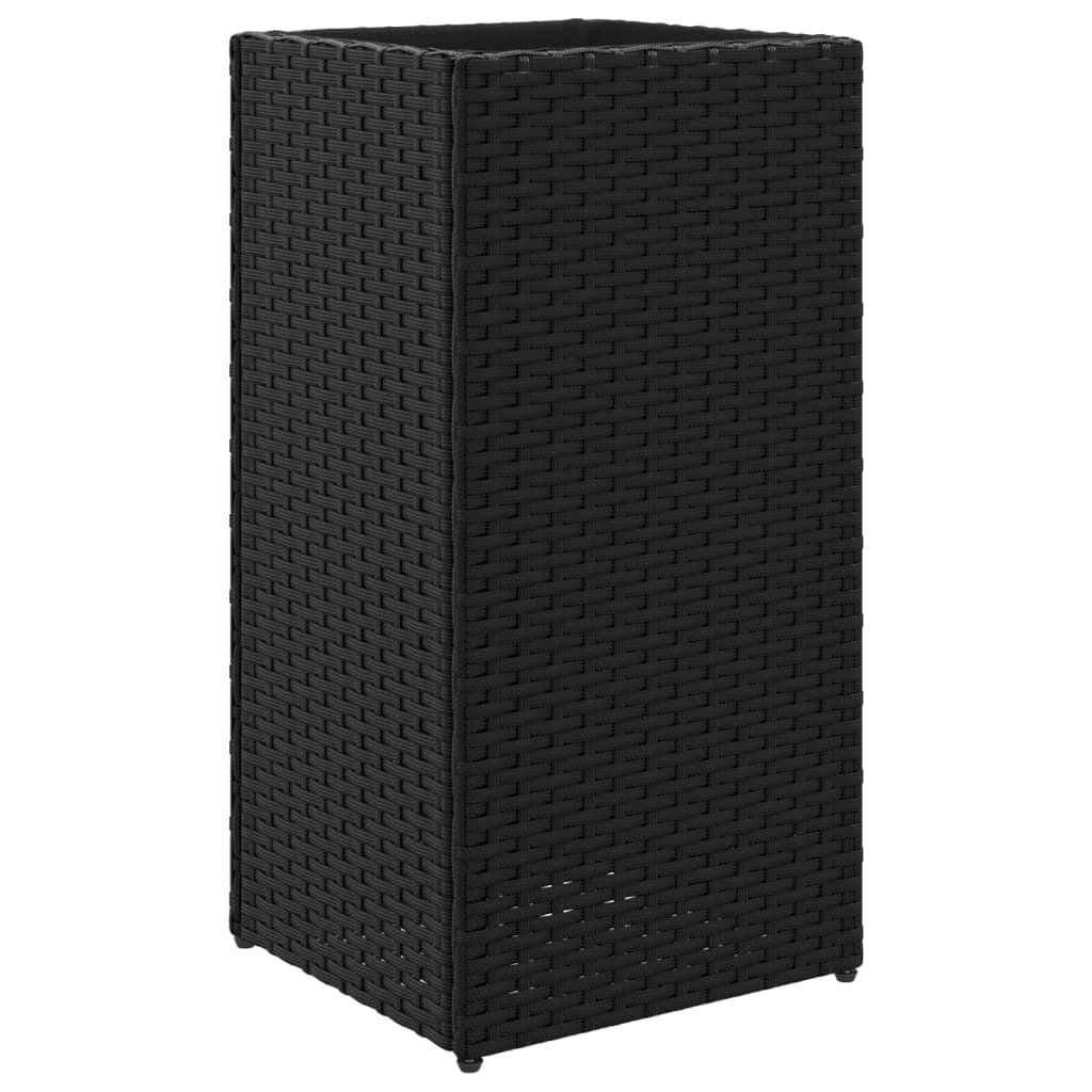 fekete polyrattan kerti ültetőláda 30x30x60 cm