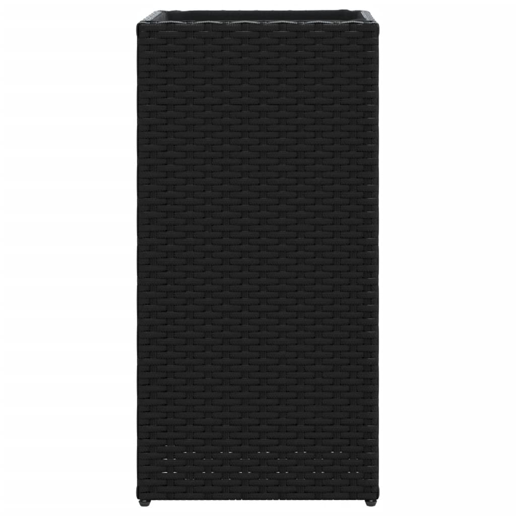 fekete polyrattan kerti ültetőláda 30x30x60 cm