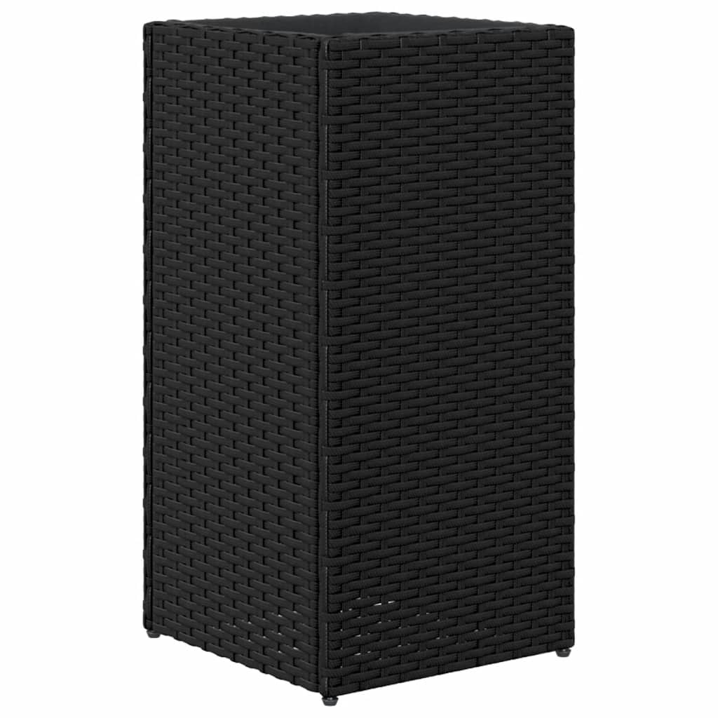 fekete polyrattan kerti ültetőláda 30x30x60 cm