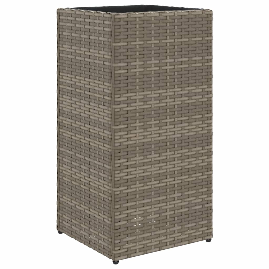 szürke polyrattan kerti ültetőláda 30x30x60 cm